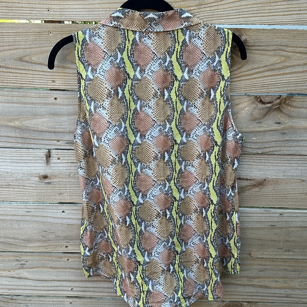 Equipment Silk Python Print Sleeveless Button Dow… - image 4